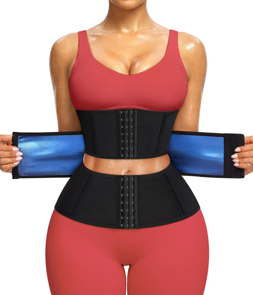 Junlan Waist Trainer for Women Belly Fat Sweat Band Cincher Waist Trimmer Tummy Sweat Belt Stomach Wrap Sauna Suit Binder Corset, Black 3XL