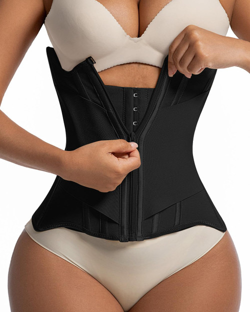Waist Trainers for Women for Daily Wear, Faja Body Shaper Corset with Tummy Control for Workouts, Postpartum Recovery, and Yoga Sessions — Breathable and Supportive Black