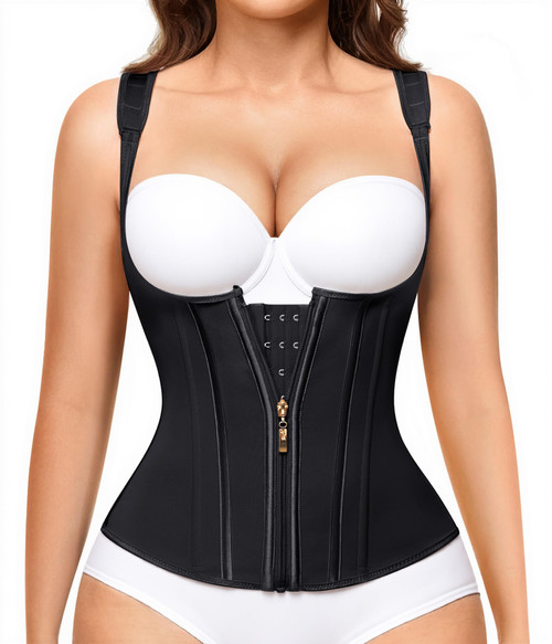 Nebility Waist Trainer for Women Corset Shapewear Tummy Control Faja Body Shaper Waist Cincher with Adjustable Strap(Black,XXX-Large)