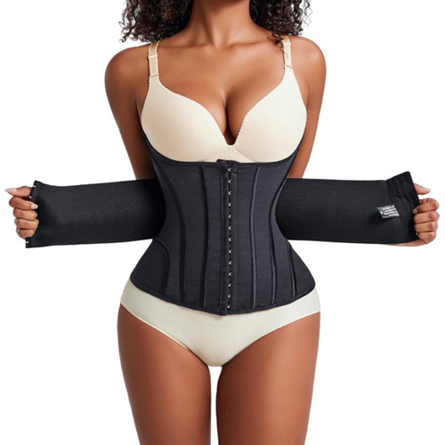 MISTHIN Waist Cincher Shaperwear for Womem Full Body Women Double Belt Wrap Corset Trainer Tummy Control Shaper (Black, XXX-Large)