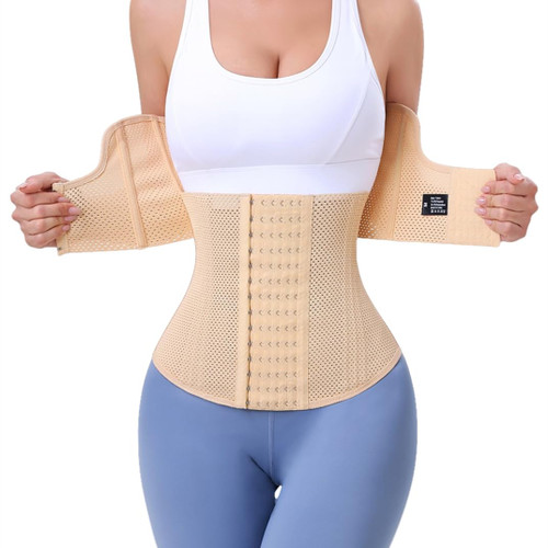 Waist Cincher for Women Corset Shapewear Mesh Sports Tummy Control Body Workout Girdle Waist Trainer Shaper (Nude, X-Small)