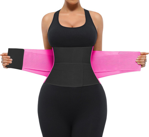 SHAPELLX Waist Trainer for Women Tummy Control Body Shaper Triple Wrap Waist Cincher Trimmer Corset Shapewear Rose Red