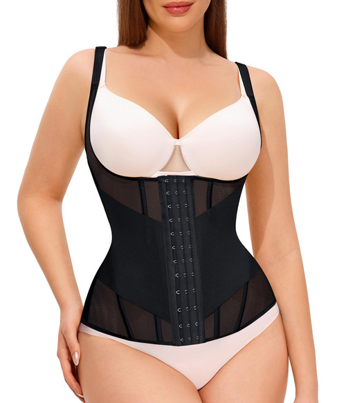 Nebility Waist Trainer for Women Corset Shapewear Tummy Control Body Shaper Top Waist Cincher Girdle with Adjustable Straps(Black,XXX-Large)