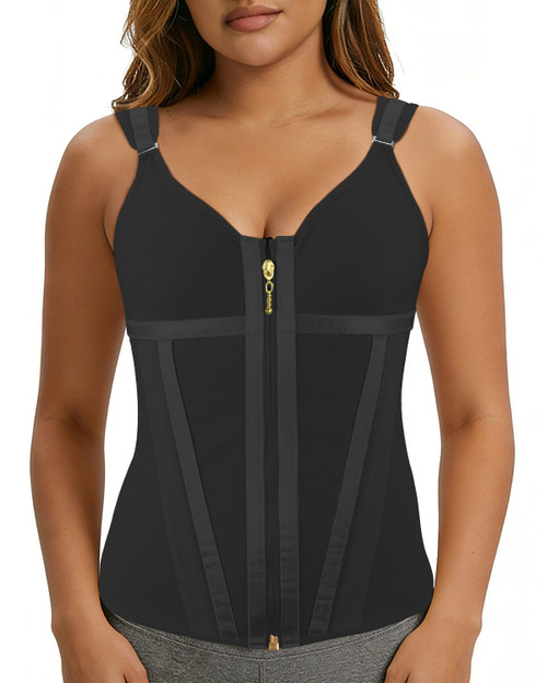 MAGICFAJAOS Waist Trainer Corset for Women Belly Fat Tummy Control Sport Workout Body Shaper Vest for Women Postpartum Black