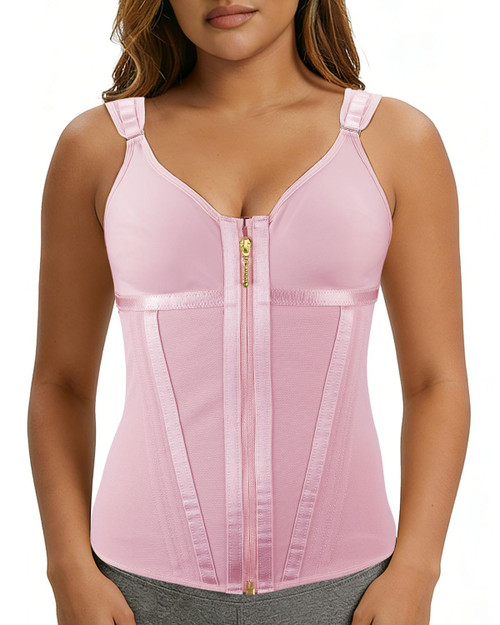 MAGICFAJAOS Waist Trainer Corset for Women Belly Fat Tummy Control Sport Workout Body Shaper Vest for Women Postpartum Pink