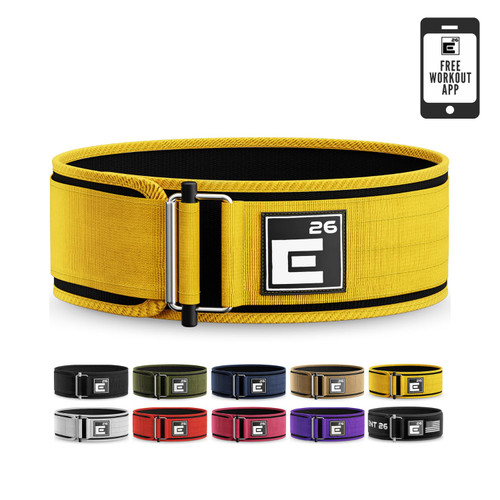Self-Locking Weight Lifting Belt - Premium Weightlifting Belt for Serious Functional Fitness, Power Lifting, and Olympic Lifting Athletes - Training Belts for Men and Women (Small, Yellow)