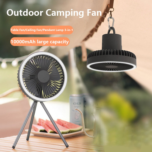 Portable Camping Fan Lantern Rechargeable Fan Light Hanging Tent Lamp 10000mAh Outdoor Camping Equipment Powerful LED 
