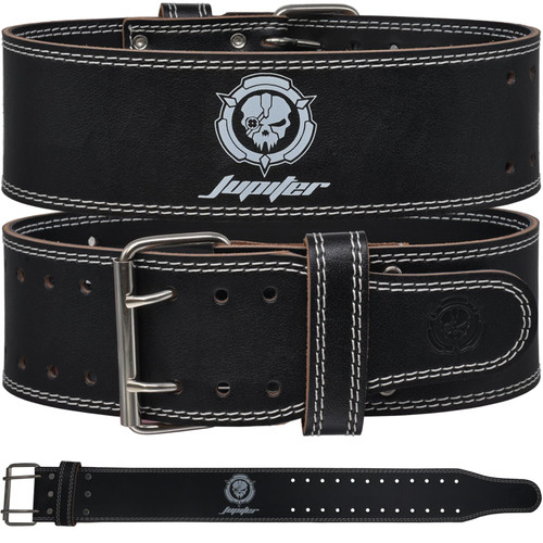 Weight lifting Belt (6mm Thick) - Genuine leather, offering back support. Double-pronged buckle, ideal for weightlifting, powerlifting, squats and deadlifts(White XL)