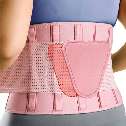 FEATOL Back Brace for Lower Back Pain, Breathable Back Support Belt for Women & Men with Lumbar Pad, Lumbar Support Belt for Heavy Lifting & Work, Pink, S/M(Circumference:24.4-30")