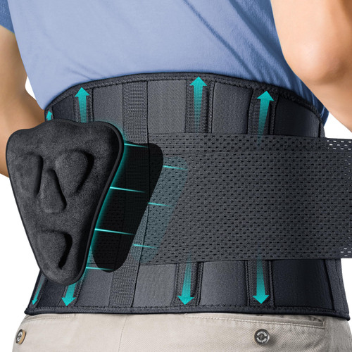 FEATOL Back Brace for Men Lower Back Pain Relief Lumbar Support Brace Waist Belt with Ergonomic 3D Silicone Pad for Heavy Lifting Work, Herniated Disc, Sciatica, 3XL