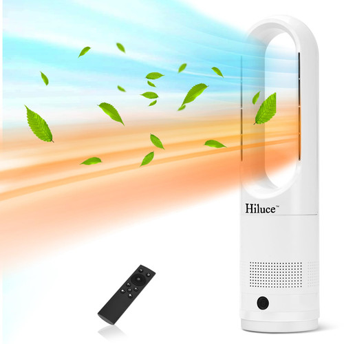 Hiluce All Season Bladeless Fan, 1400W Space Heater & 40W Tower Fan Combo with Remote,25dB Quiet Heater Fan Combo,90° Oscillation,8 Speeds, 9H Timer,Fast Safety Heat for Bedroom, Kitchen, Office 22"