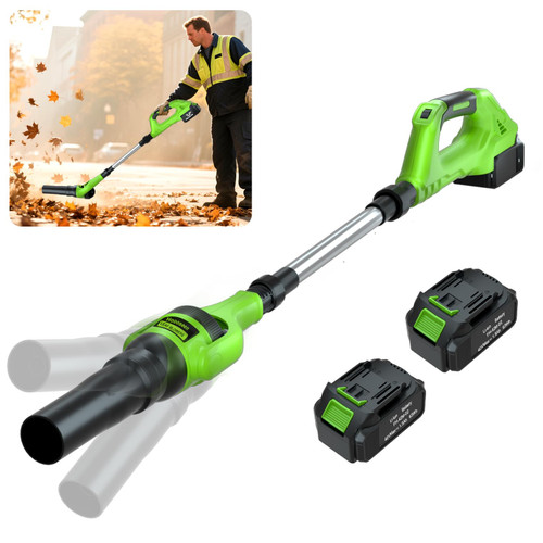 Leaf Blower Cordless, 40V Electric Leaf Blower Cordless with 2 Batteries, Adjustable 300° Multi-Angle Rotation Nozzle 3 Speed Modes 500CFM/180MPH for Lawn Care, Patio, Dust, Leaves, Yard, Car, Gutter