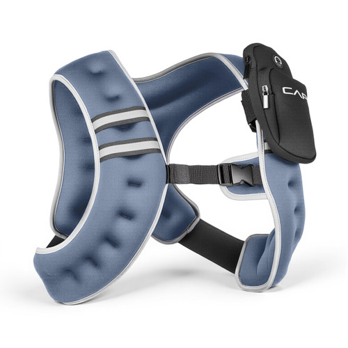 CAP 8LB Weighted Vest Blue – Unisex Workout Vest with Reflective Stripes, Phone Pouch, and Adjustable Fit for Walking, Running, Cardio, Strength Training