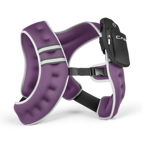 CAP 12LB Weighted Vest Purple – Unisex Workout Vest with Reflective Stripes, Phone Pouch, and Adjustable Fit for Walking, Running, Cardio, Strength Training