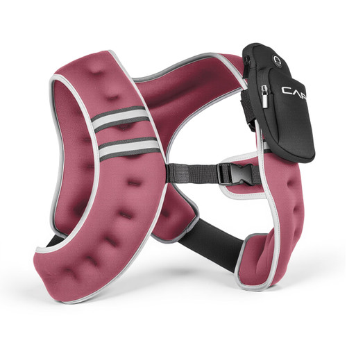 CAP 12LB Weighted Vest Rose – Unisex Workout Vest with Reflective Stripes, Phone Pouch, and Adjustable Fit for Walking, Running, Cardio, Strength Training