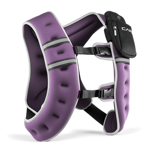 CAP 20LB Weighted Vest Purple – Unisex Workout Vest with Reflective Stripes, Phone Pouch, and Adjustable Fit for Walking, Running, Cardio, Strength Training