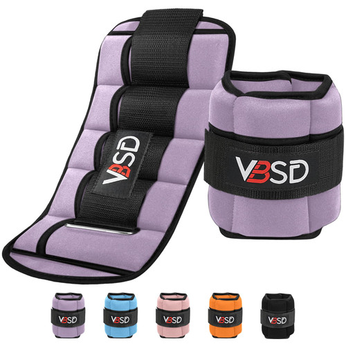 VBSD Adjustable Ankle Weights for Men Women, 10lb 1 Pair Leg Weight Straps, Weighted Ankle Weights Set for Gym, Yoga, Jogging, Walking, Aerobics, 1-5 lbs Each Ankle, 1 Pair 2-10 lbs, Lavender