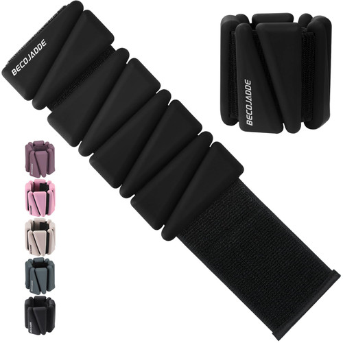 BECOJADDE Ankle Weights Set of 2 (2 lb Each) Adjustable Wrist Weights for Women Men Wearable Arm Leg Weight for Pilates, Running, Walking, Workout, Yoga, Black