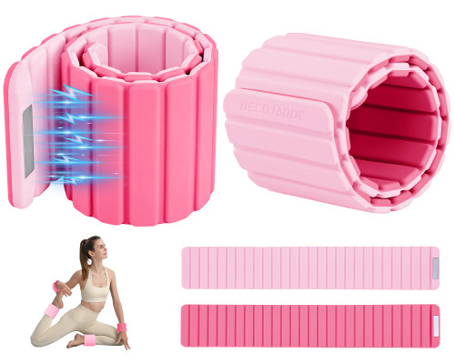 BECOJADDE Wrist Weights Ankle Weights for Women 1 Pair (2.2 lb Each) Silicone Magnetic Leg Arm Weighted Bracelet for Home Yoga Pilates Gym Workout Walking Jogging, Pink Blush