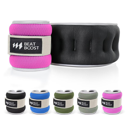 BeatBoost Ankle Wrist Weights for Women Men A Pair of 2 Lbs Arm Leg Weight Set with Adjustable Straps for Walking Pilates Exercise Workout Gym Aerobics Pink