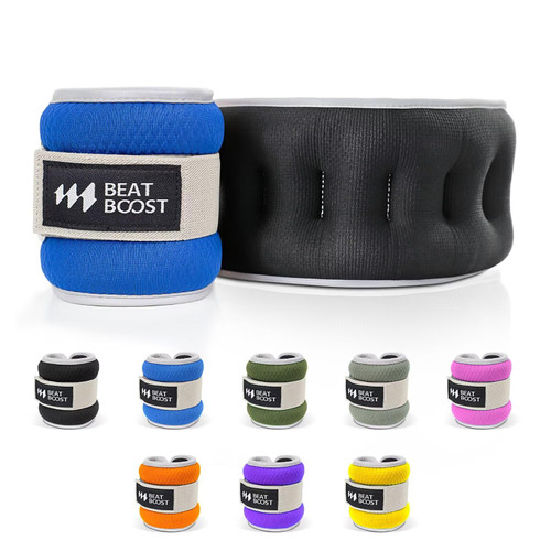 BeatBoost Ankle Wrist Weights for Women Men A Pair of 6 Lbs Arm Leg Weight Set with Adjustable Straps for Walking Pilates Exercise Workout Gym Aerobics Blue
