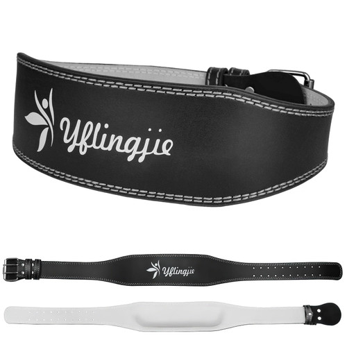 Yflingjie Women's Leather Lumbar Gym Belt for Heavy Lifting - 6.8mm Thick Weight Lifting Belt with Back Brace Support（Women & Men）, Squat Belt for Squats, Deadlifts & Strength Training(L) (black, L(39-43inches))