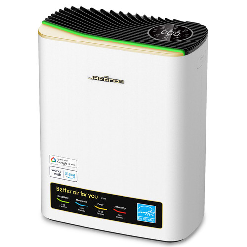 Jafända Air Purifiers for Home Large Room Up To 1100ft², True HEPA & Carbon Air Filter Remove 99.97% Dust Smoke Odor Pollen Pets Dander Allergies, Sleep Mode 20dB Works with Alexa,APP,PM2.5 Display