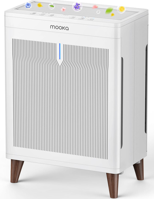 MOOKA Air Purifiers for Home Bedroom Large Room 2800 Ft², Double-Sided HEPA Air Cleaner with Washable Pre-Filter, PM2.5 Air Quality Monitor, Auto Mode, 20dB Air Filter for Pets Hair Odor Dust, HKB320F