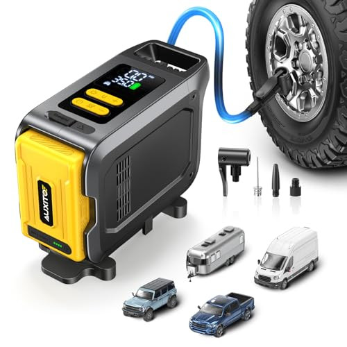AUXITO AT1 Heavy-Duty Tire Inflator Portable Air Compressor for Pickup Truck Tires, 26,000mAh Large Battery & 65W Fast Charge, 150PSI Air Pump with Tire Pressure Gauge for Pickup, Off Road, RVs