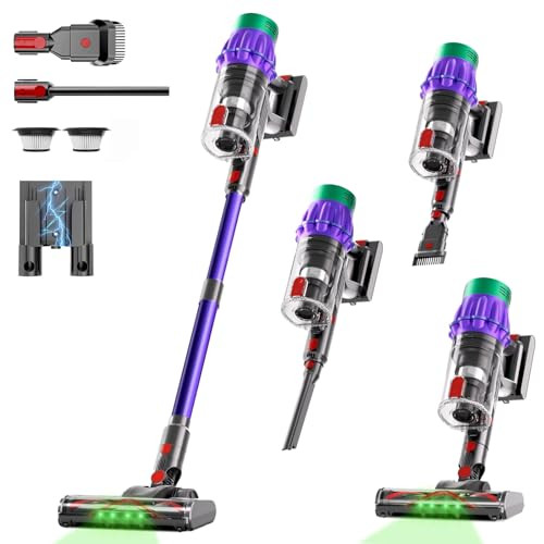COTIAR Cordless Vacuum Cleaner, 650W 48KPA 60Min Wireless Vacuum for Home, Stick Vacuum with Green Light Anti-Tangle, aspiradoras para piso y alfombras Rechargeable for Pet Hair Carpet Hard Floors