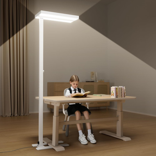 Honeywell 10400LM LED Floor Lamp, 02E Pro Sunturalux Eye-Caring Reading Standing Light, 100W Modern Natural Daylight 4000K Dimmable 77" Tall Floor Lamps for Living Room Kids Study Home Office