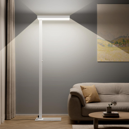 Honeywell 16000LM LED Floor Lamp, 02E Max Sunturalux Eye-Caring Reading Standing Light, 155W Modern Natural Daylight 4000K Dimmable 77" Tall Floor Lamps for Living Room Kids Study Home Office