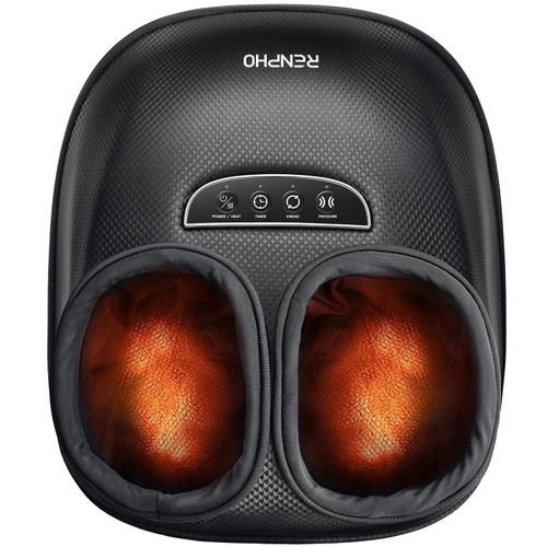 RENPHO Foot Massager with Heat, 3 Air Compression Modes & Levels, Full-Foot Kneading Shiatsu Foot Massage for Plantar Fasciitis & Neuropathy, Birthday Gifts for Women Men Size up to 13