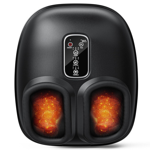 Heated Foot Massager for Neuropathy and Plantar Fasciitis, Foot Massager with Heat, Shiatsu Deep Kneading, Vibration, Rolling Compression, 3-Level Adjustable for Pain Relief, Portable for Home Use