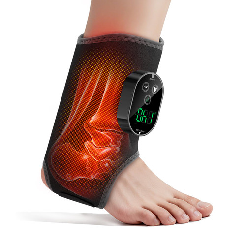 Foot Massager for Neuropathy, Ankle Massager for Pain Relief, Heated Ankle Wrap Heating Pad with Massage for Circulation Black