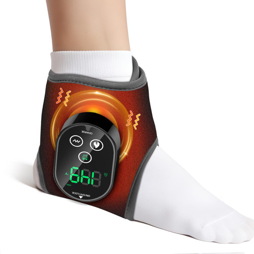 Ankle Massager for Pain Relief, Foot and Ankle Massage with Heat for Neuropathy, Cordless Ankle Heating Pad for Circulation Black