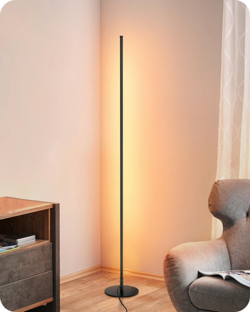 EDISHINE Floor Lamps for Living Room, Remote Control & Foot Switch Corner Floor Lamp, 10%-100% Dimmable Standing Lamp with 7 Color Temperature, 57.5" Tall Floor Lamp for Bedroom, Office, Black