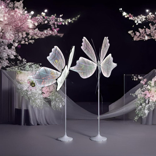 FLYINSKY 23.6in Led Butterfly Light Decoration: Creative Light Up Floor & Hanging Ceiling Lamp Colorful - Adjustable Height Large Butterfly Props for Wedding/Party (60cm/23.6in,White,1PCS)