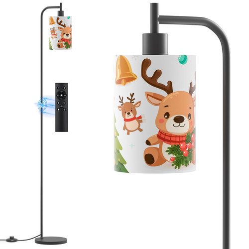 SIBRILLE Kids Floor Lamp with Linen Shade, Dimmable Tall Standing Lamp with Remote Control & 3 Color Temperatures, Modern Floor Lamps for Living Room Bedroom Kids Room, 9W LED Bulb Included