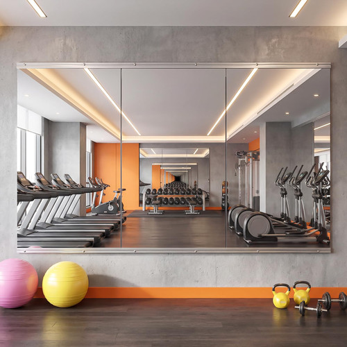 Antok Home Gym Mirror 48"x24" 3PCS, Large Full Length Wall Mounted Mirrors, Frameless Tempered Glass Full Body Mirror for Gym Yoga Dance Studio Garage Bedroom & Bathroom