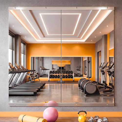 Antok Home Gym Mirror 48"x24" 2PCS, Large Full Length Wall Mounted Mirrors, Frameless Tempered Glass Full Body Mirror for Gym Yoga Dance Studio Garage Bedroom & Bathroom
