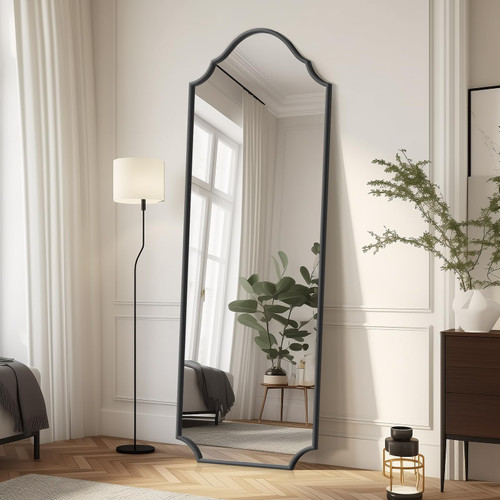 WallBeyond Arched Full Length Mirror Wall Mounted, 70"x24" Black Metal Frame Full Body Mirror for Bedroom, Living Room, Hanging or Leaning Against Wall Full Size