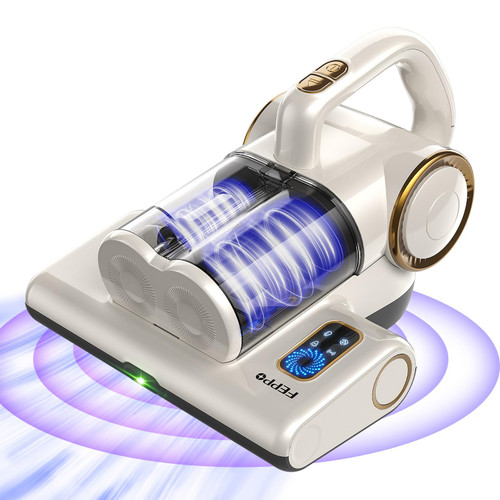 FEPPO Mattress Vacuum Cleaner, 16Kpa Bed Vacuum Cleaner with 253.7nm UV-C Light, 140°F Heat, HEPA Filter & Ultrasonic, Versatile Handheld Vacuums for Bed, Sofa, Couch, Crib(Corded, 500W)