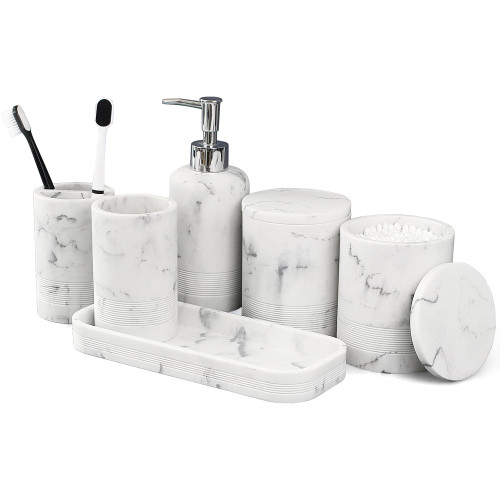 Bathroom Accessories Set, Organizer Set with Soap Dispenser, Toothbrush Holder Set