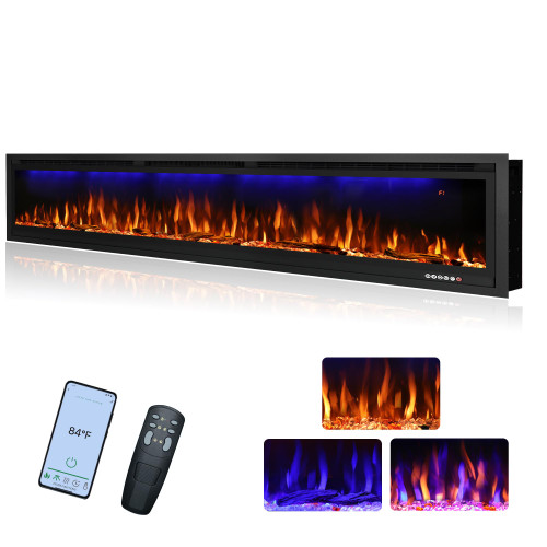 74" WiFi-Enabled Electric Fireplace Insert, APP Smart Control