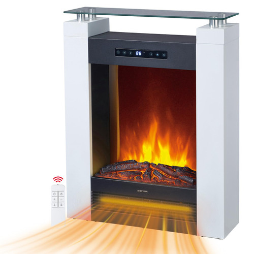 Wide Freestanding Electric Fireplace with Remote & Touch Control, 1500W Heater with Adjustable Timer & Thermostat