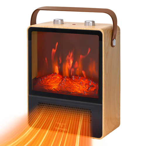 1500W Portable Space Heater, Fireplace with Realistic 3D Flame Effect and Overheating Safety Protection