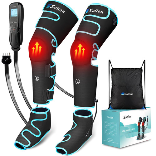 Upgraded Foot Calf Thigh Sequential Massager Device with Handheld Controller, 4 Modes 4 Intensities, Help for Leg Pain Relief