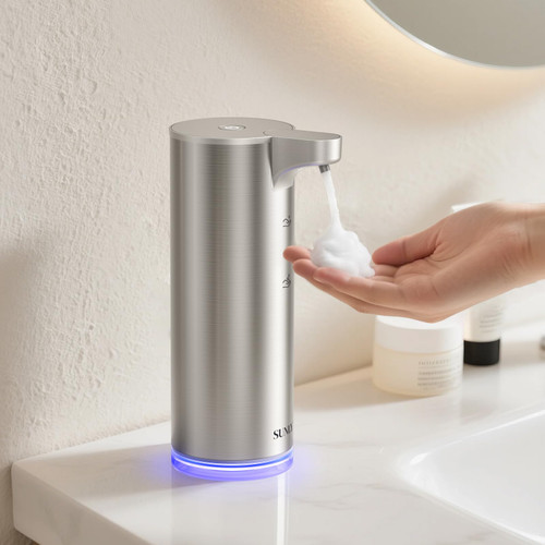 SUNLY Automatic Foam Soap Dispenser, 0.2s Fast Sensor, USB-C Rechargeable