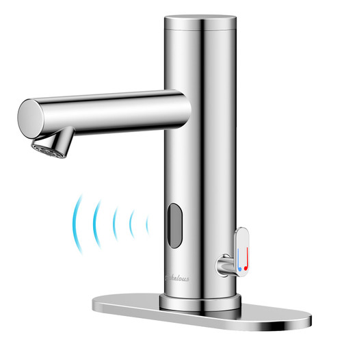 Bathroom Sink Faucet with Deck Plate,Hands Free Infrared Sensor Basin